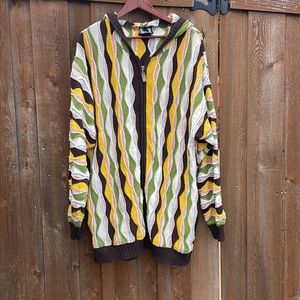 Vintage cardigan hoodie zip up sweater by BLUEZ size 2XL